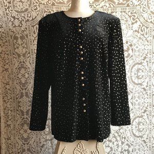 1990s Stretchy Velvet Floral Jacket Top